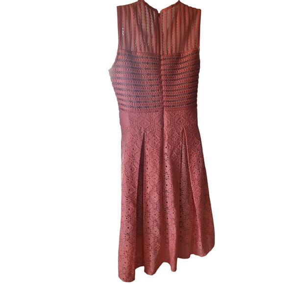 New York and Company Orange Eyelet Dress Zip Back Lined Sz S - Picture 4 of 8